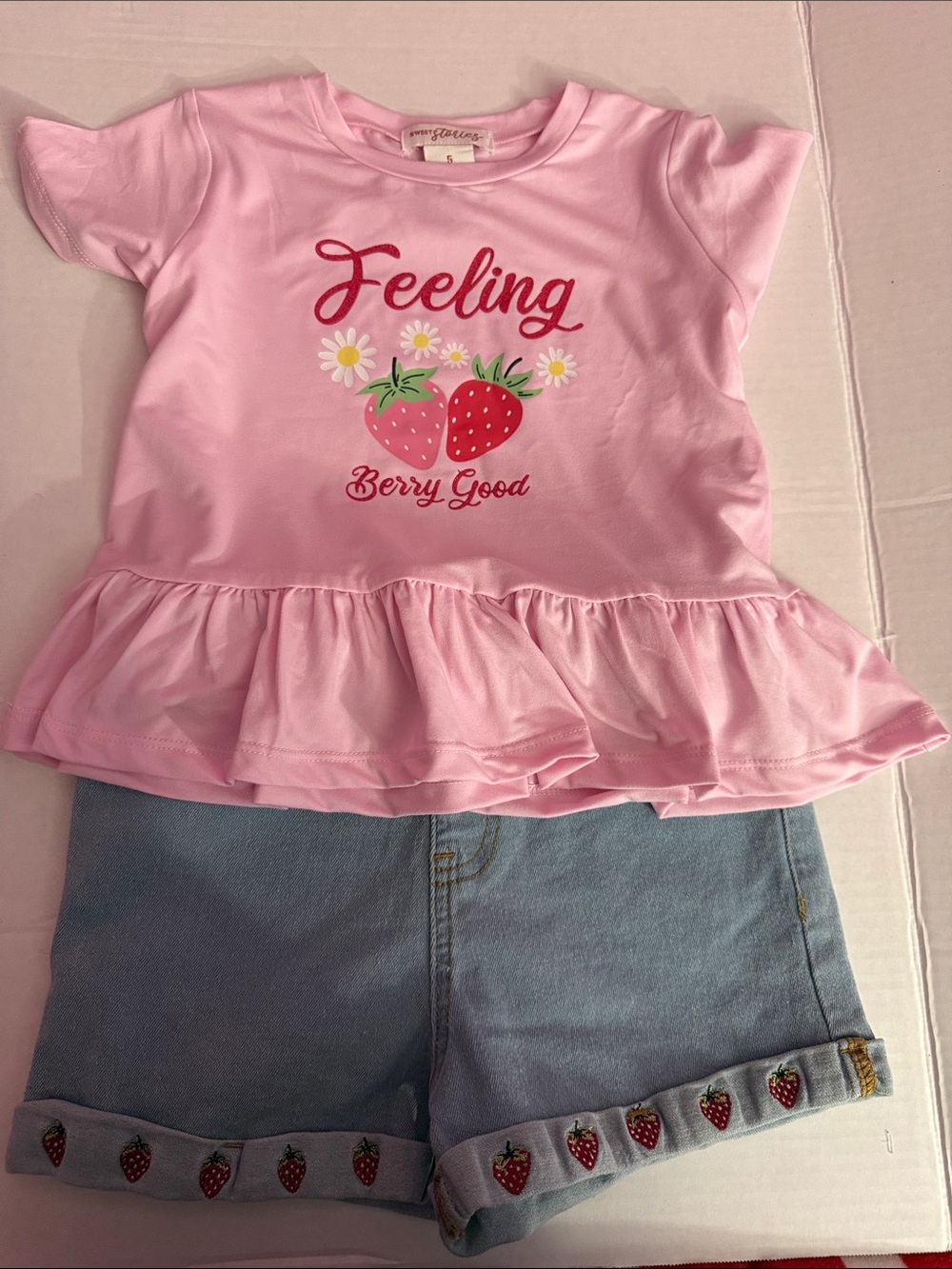 Sweet Storm Pink Strawberry Peplum Tee